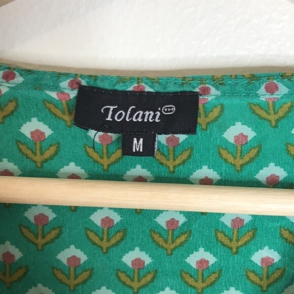 Tolani Nisha Tunic silk Green ladies tunic blouse top size medium - Picture 7 of 13